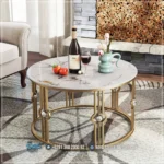 Round Table Ruang Tamu Model Meja Tamu Marmer Marbling Living Room