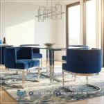 Meja Kursi Makan Stainless Dining Chair Mewah Bludru Velvet