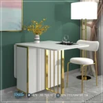 Meja Makan Mewah Kursi Stainless Gold