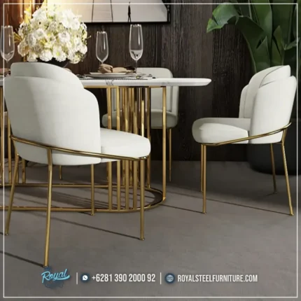 Model Kursi Meja Makan Mewah Stainless Gold
