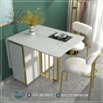 Model Meja Makan Mewah Kursi Stainless Gold