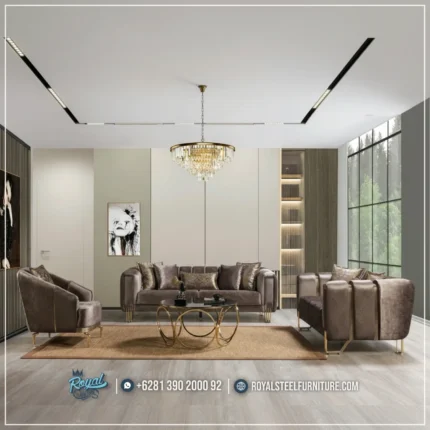 Set Ruang Tamu Sofa Stainless Gold Mewah Jepara