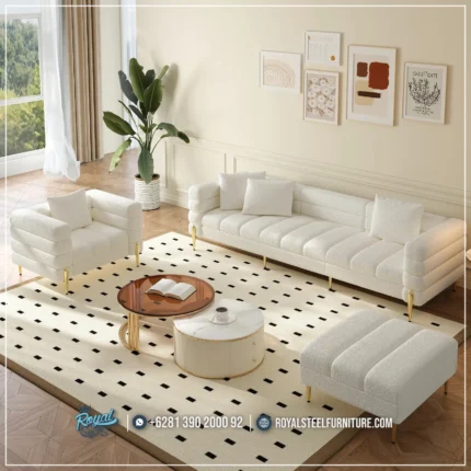 Sofa Tamu Stainless Steel Luxury Apartemen Sultan Jakarta untuk Ruang Tamu Mewah