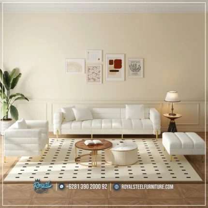 Sofa Tamu Stainless Steel Luxury Rumah Sultan Jakarta untuk Ruang Tamu Mewah