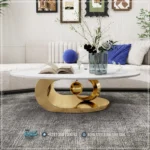Meja Oval Coffee Table Modern Minimalis Stainless Gold Mewah