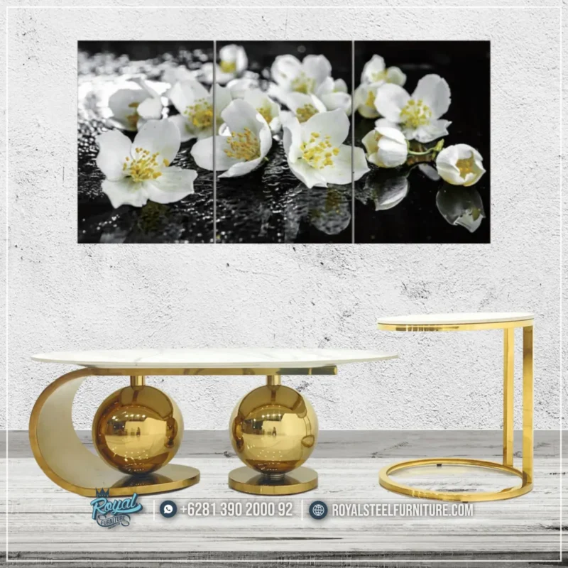 Meja Ruang Tamu Stainless Luxurious Ball Coffee Table