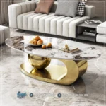 Meja Tamu Stainless Elegan Marmer