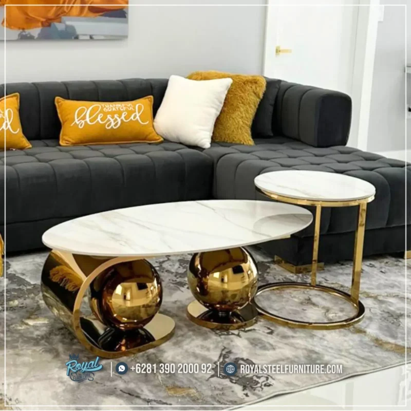 Model Meja Ruang Tamu Stainless Luxurious Ball Coffee Table