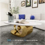 Oval Coffee Table Modern Minimalis Stainless Gold Mewah