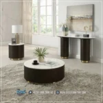 Coffee Table Jati Natural Top Marble Mewah Espresso