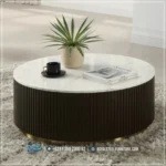 Meja Coffee Table Jati Natural Top Marble Mewah Espresso