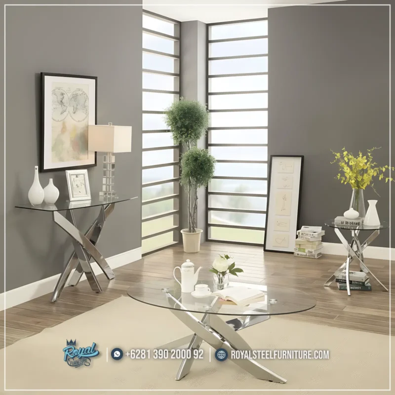 Meja Kaki Stainless Silver Coffee Table Royal