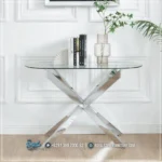 Meja Konsol Kaki Stainless Top Kaca Modern