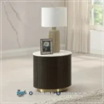 Meja Side Table Jati Natural Top Marble Mewah Espresso