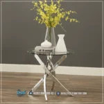 Meja Tamu Sudut Kaki Stainless Silver Coffee Table Royal