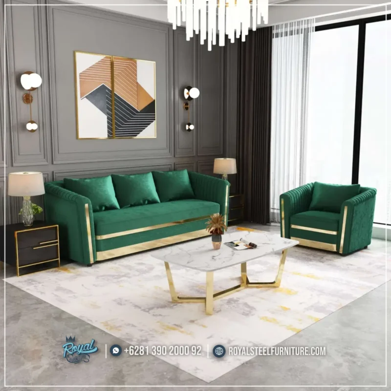 Model Sofa Tamu Mewah Stainless Frameless Modern