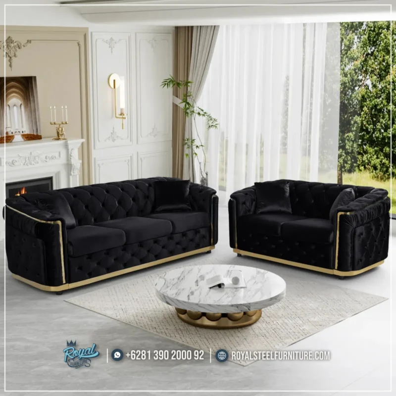 Chesterfield Sofa Set Ruang Tamu Velvet Gold Accent Chesterfield Sofa Set Ruang Tamu Velvet Gold Accent