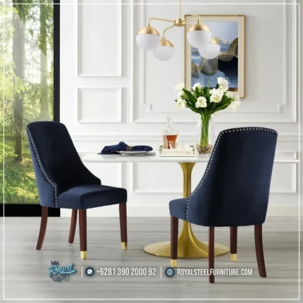 Meja Ruang Makan Mewah Kaki Stainless Gold