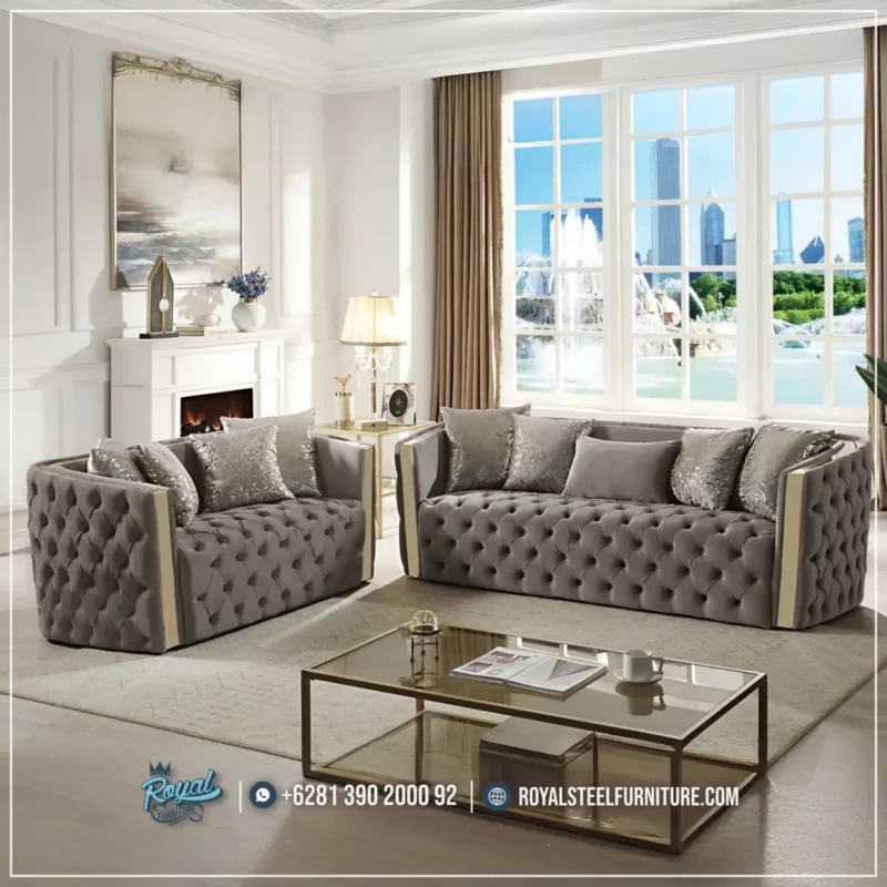 Sofa Tamu Chesterfield Stainless Living Room Set