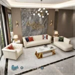 1 Set Sofa Tamu Modern Luxury Aksen Stainless Gold