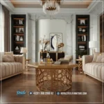 Luxury Meja Tamu Gold Accents Modern Stainless