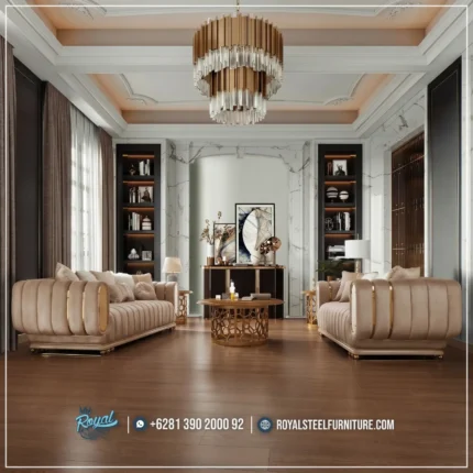Luxury Sofa Tamu Gold Accents Modern Stainless