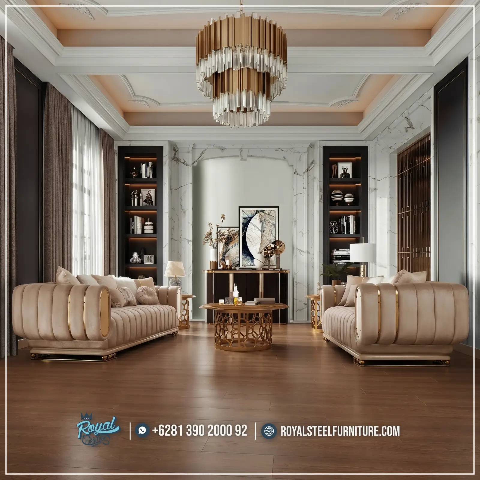 Luxury Sofa Tamu Gold Accents Modern Stainless Luxury Sofa Tamu Gold Accents Modern Stainless