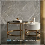 Meja Tamu Stainless Terbaru Desain Gold Minimalis Moodern