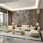 One Set Sofa Tamu Modern Luxury Aksen Stainless Gold