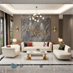 Set Sofa Tamu Modern Luxury Aksen Stainless Gold