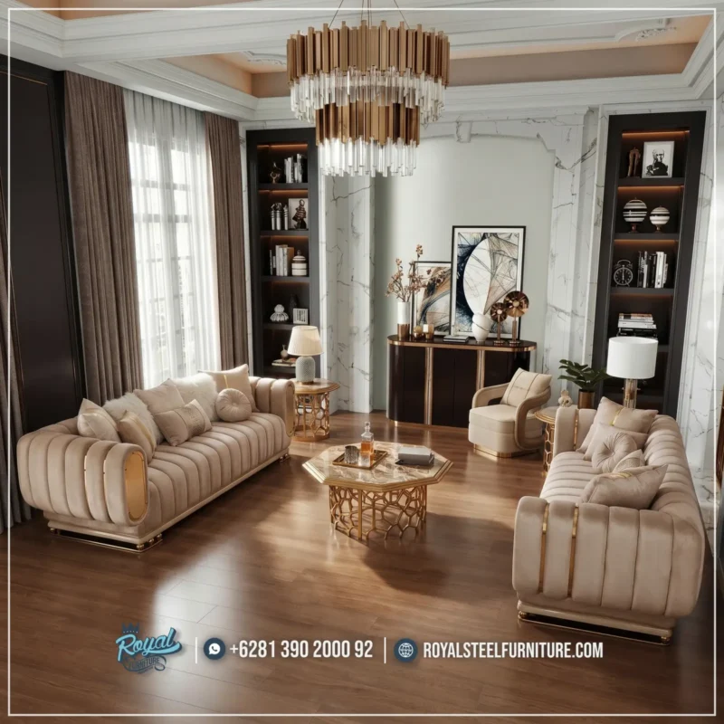 Style Luxury Sofa Tamu Gold Accents Modern Stainless