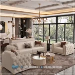 Luxury Syntetis Leather Chesterfield Sofa Tamu Stainless Modern