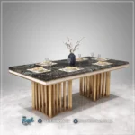 Meja Makan Marmer Royal Steel Furniture
