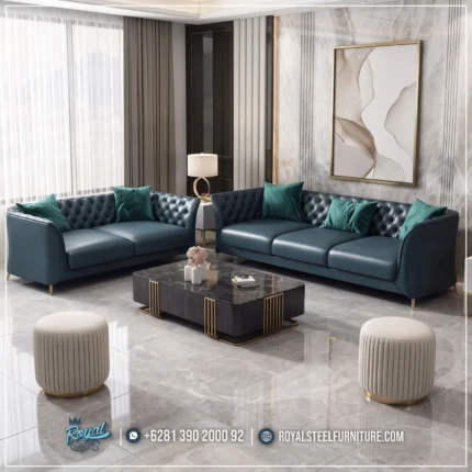 Gaya Sofa Kulit Chesterfield Mewah untuk Ruang Tamu Premium