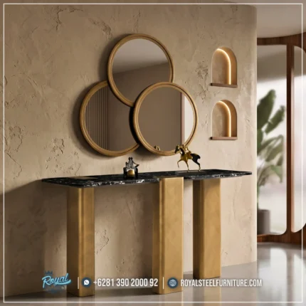Model Meja Konsol Modern Aurora Black Marble