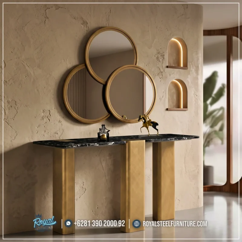 Model Meja Konsol Modern Aurora Black Marble