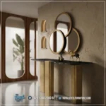 Set Meja Konsol Modern Aurora Black Marble