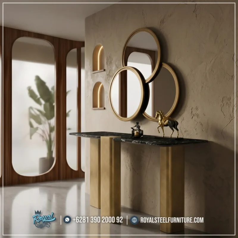 Set Meja Konsol Modern Aurora Black Marble