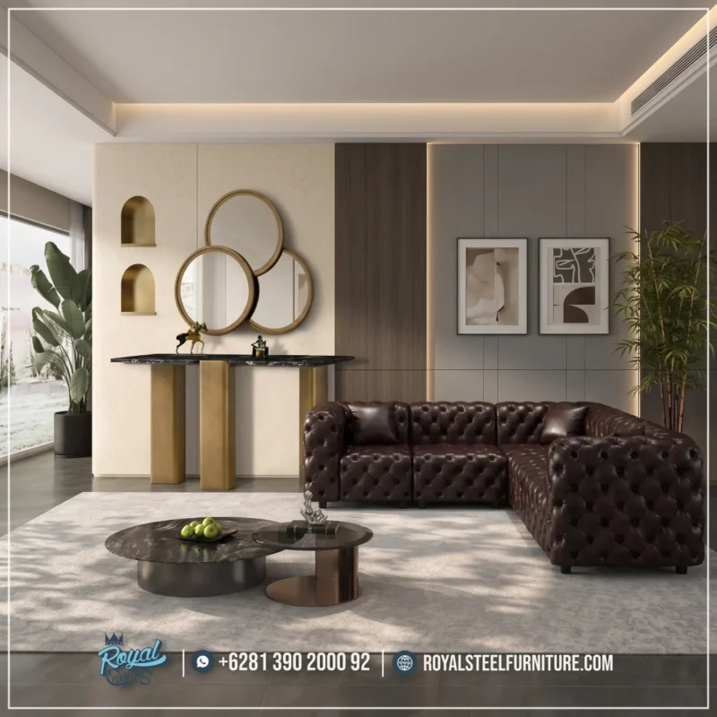 Aurora Style Meja Konsol Modern Top Marmer Black Marble Mewah