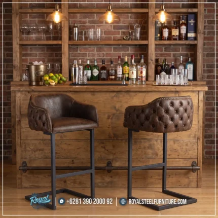 Gaya Chesterfield Barstool Besi Steel Minimalis