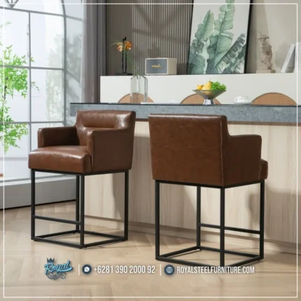 Model Kursi Bar Kulit Industrial Barstool Kaki Besi Hollow  Premium dari Royal Steel Furniture