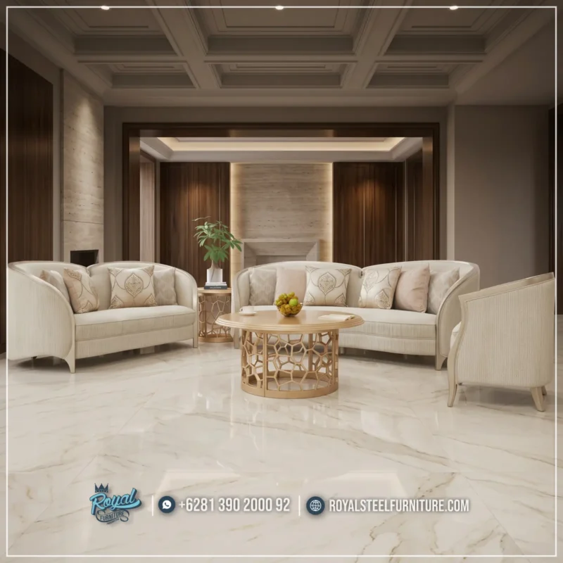 Sofa Modern Ruang Tamu Mewah Stainless Gold