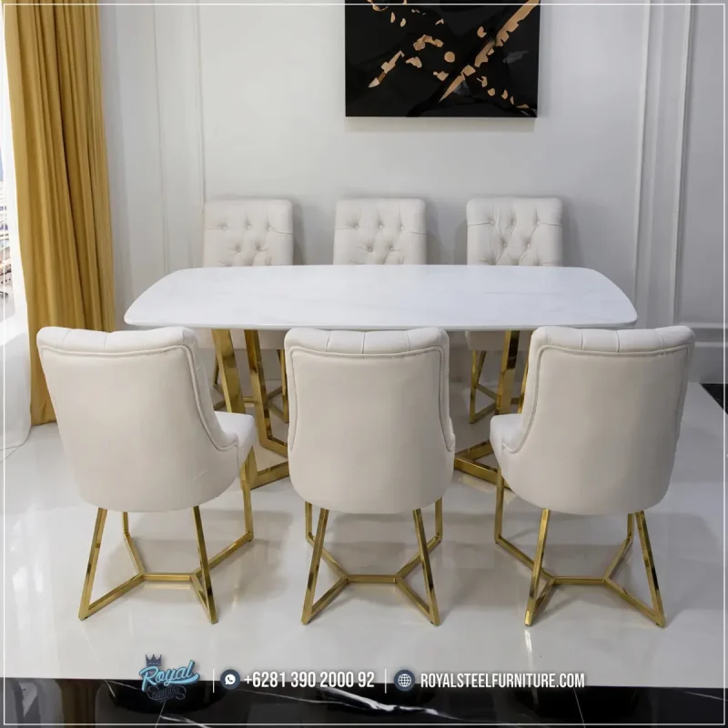 Furniture Set Meja Makan 6 Kursi Stainless Capella Gold Terbaru