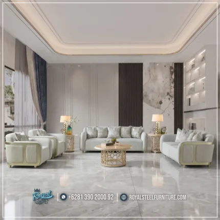 Set Sofa Ruang Tamu Mewah Bergaya Modern Klasik Jepara