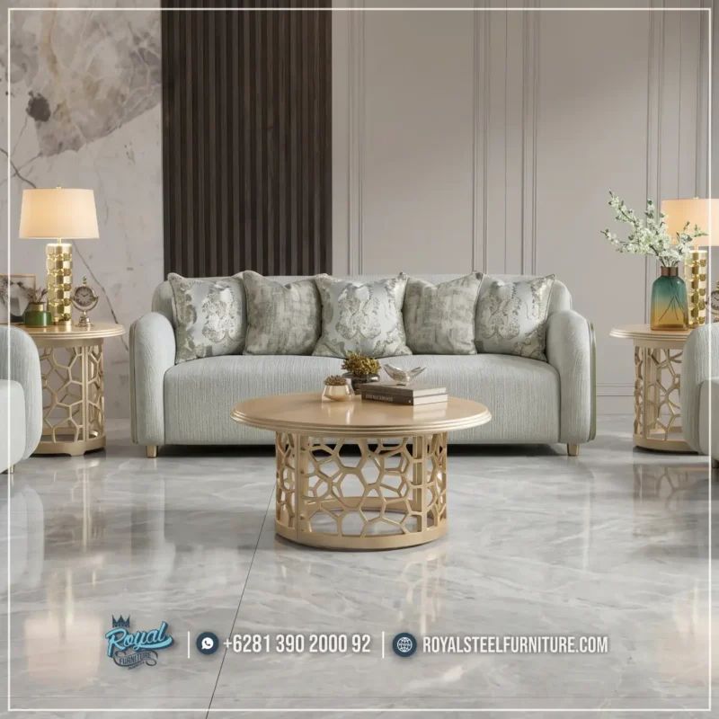 Sofa Ruang Tamu Mewah Bergaya Modern Klasik Jepara