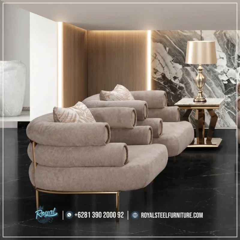 Sofa Ruang Tamu Mewah Kain Boucle Kelas Upper Class